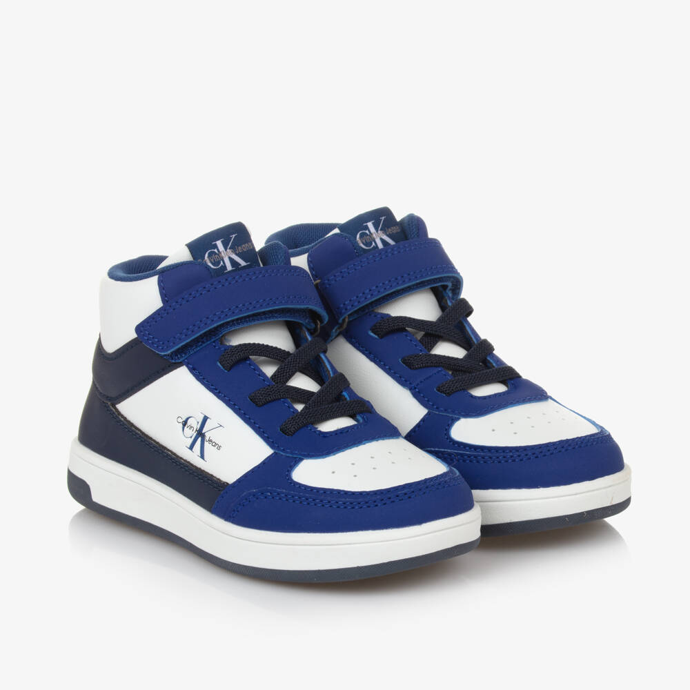 Calvin Klein-Boys Blue Faux Leather Trainers | Childrensalon Outlet