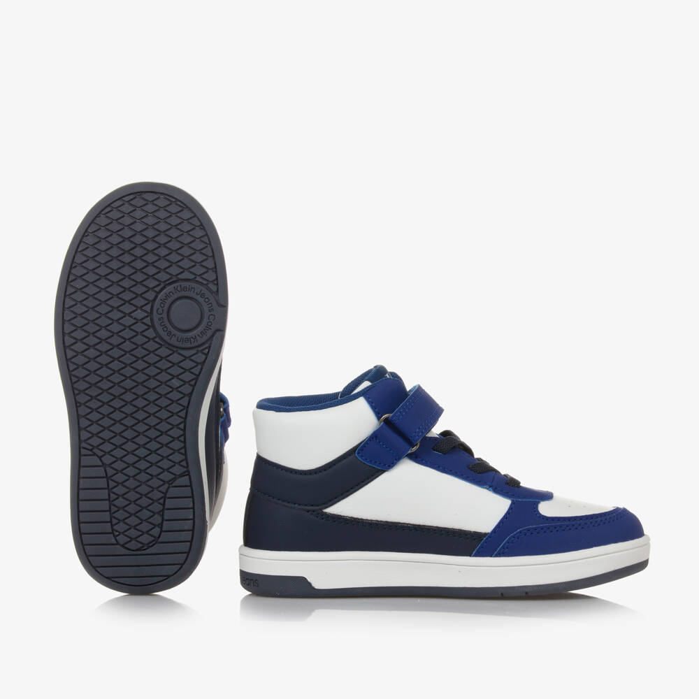 Calvin Klein-Boys Blue Faux Leather Trainers | Childrensalon Outlet