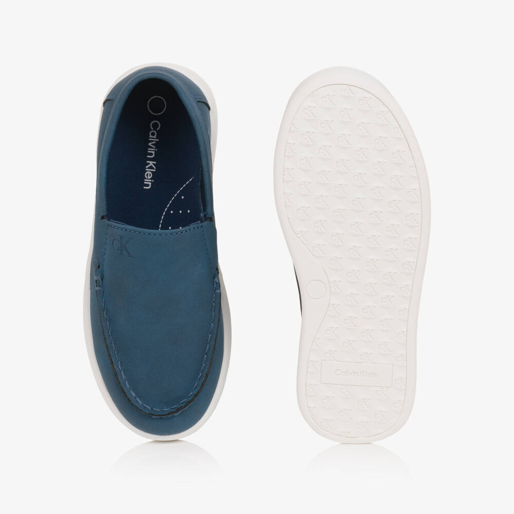 Calvin Klein-Boys Blue Faux Suede Leather Moccasins | Childrensalon Outlet