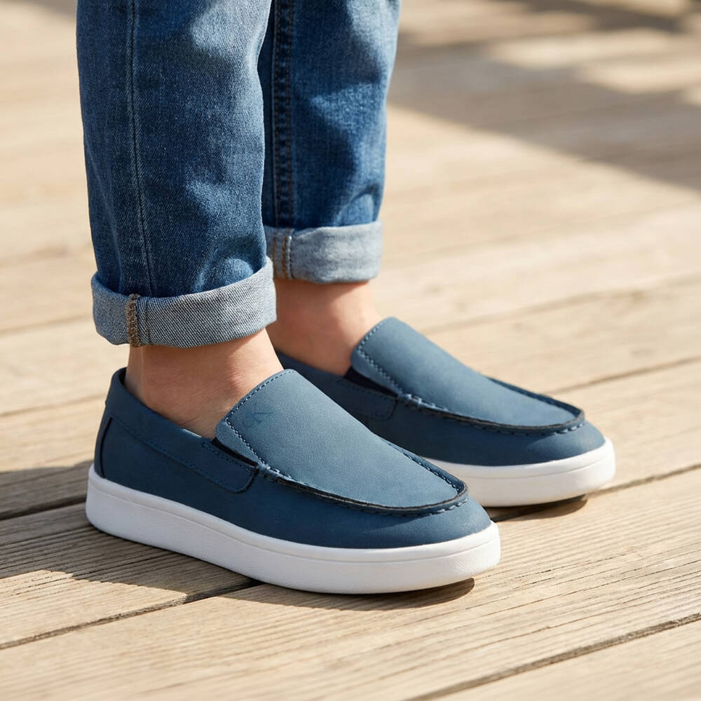 Calvin Klein-Boys Blue Faux Suede Leather Moccasins | Childrensalon Outlet