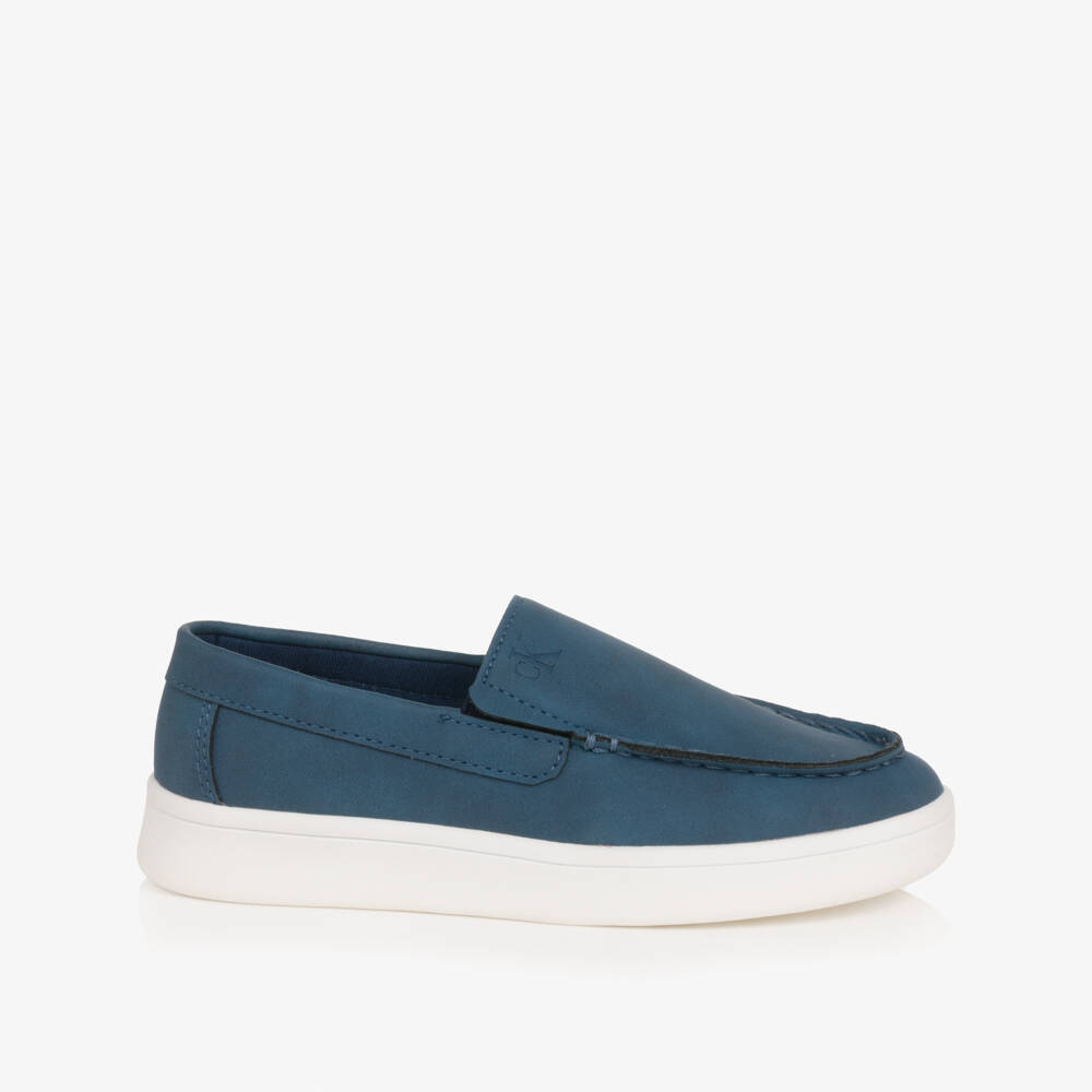 Calvin Klein-Boys Blue Faux Suede Leather Moccasins | Childrensalon Outlet