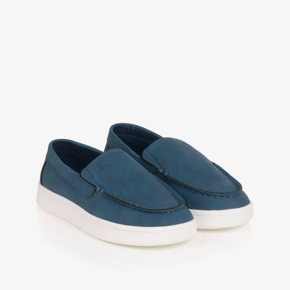 Calvin Klein-Boys Blue Faux Suede Leather Moccasins | Childrensalon Outlet