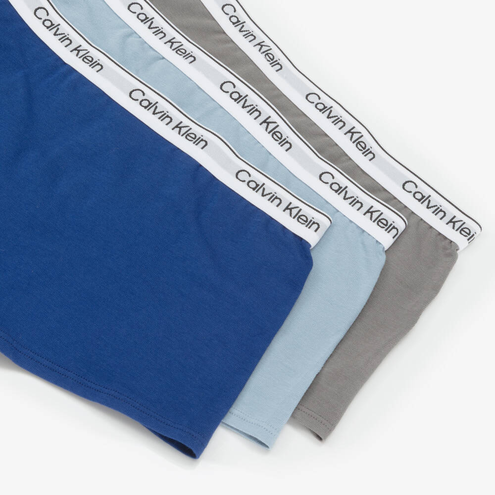 Calvin Klein-Boys Blue & Grey Cotton Boxer Shorts (3 Pack) | Childrensalon Outlet