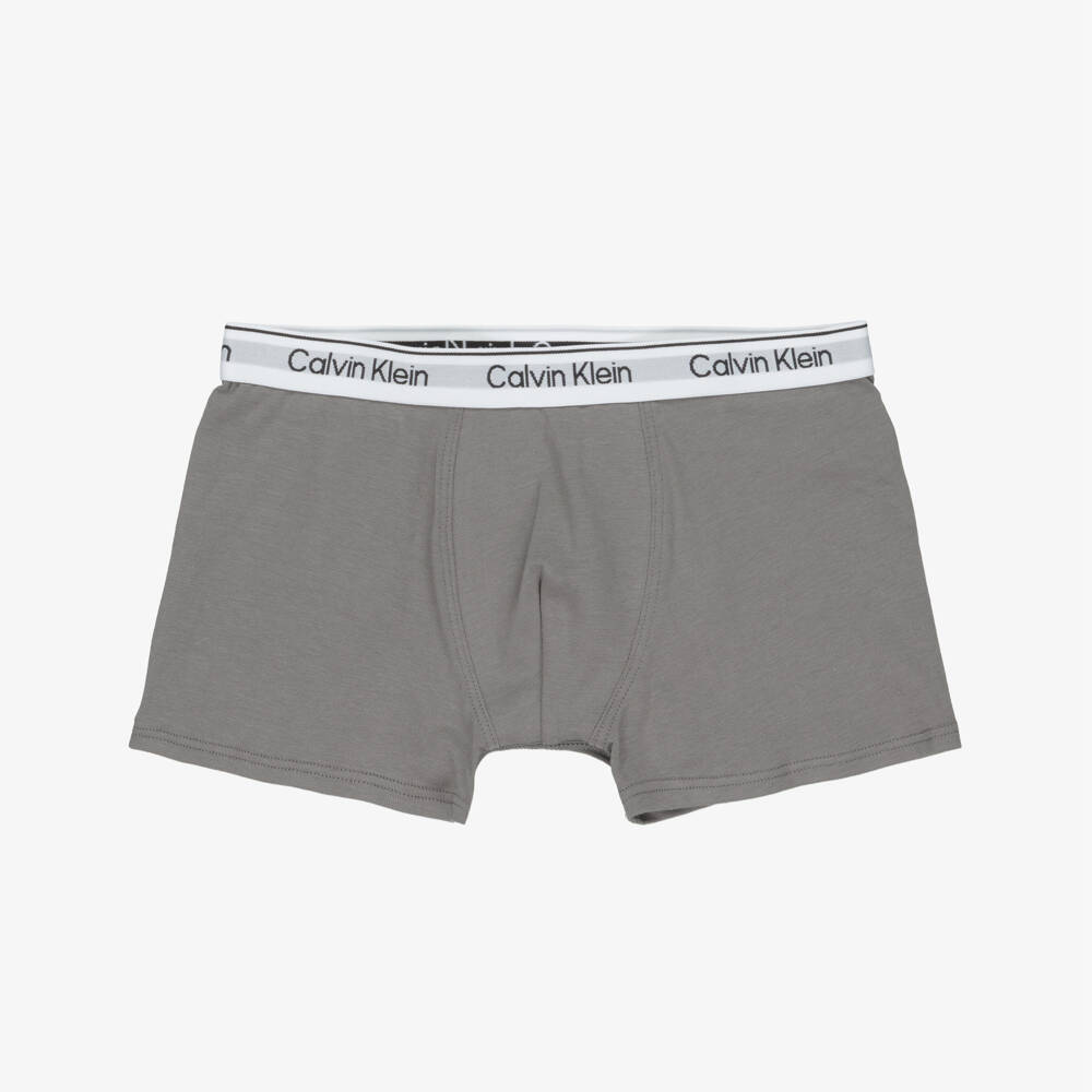 Calvin Klein-Boys Blue & Grey Cotton Boxer Shorts (3 Pack) | Childrensalon Outlet