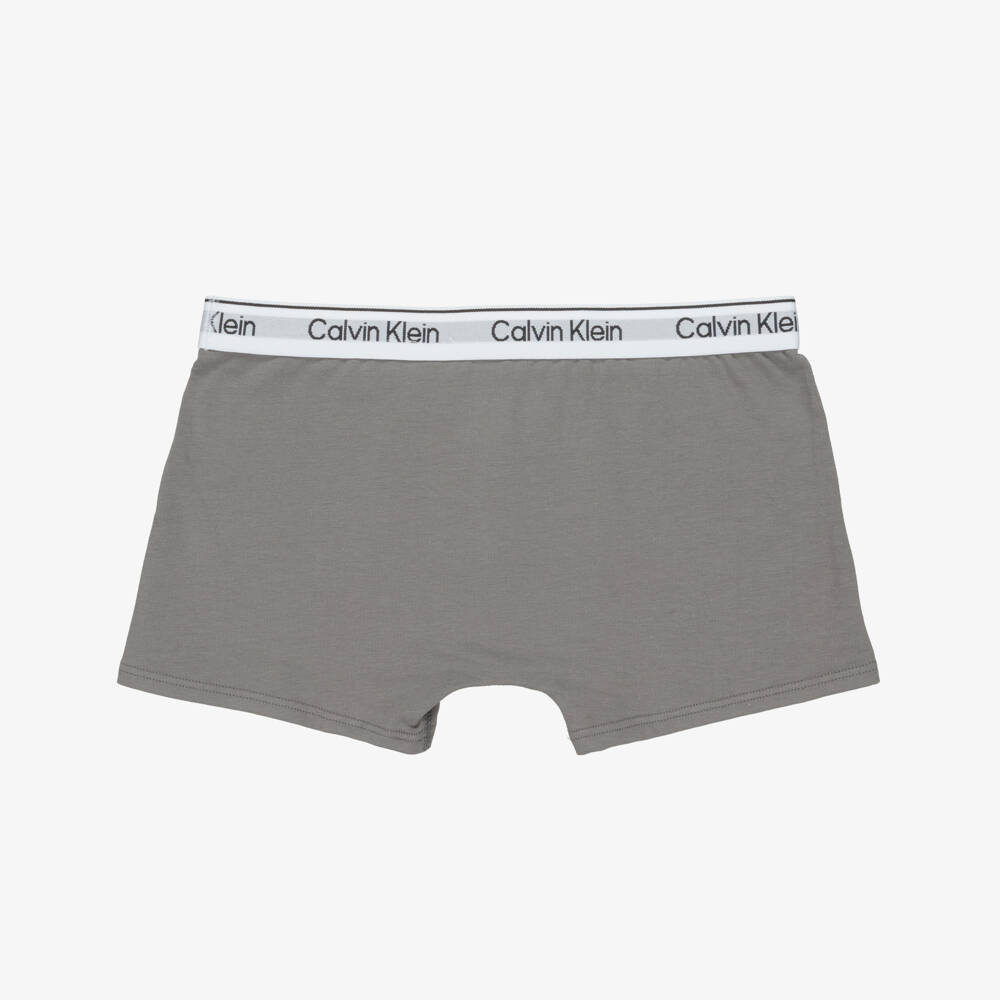 Calvin Klein-Boys Blue & Grey Cotton Boxer Shorts (3 Pack) | Childrensalon Outlet