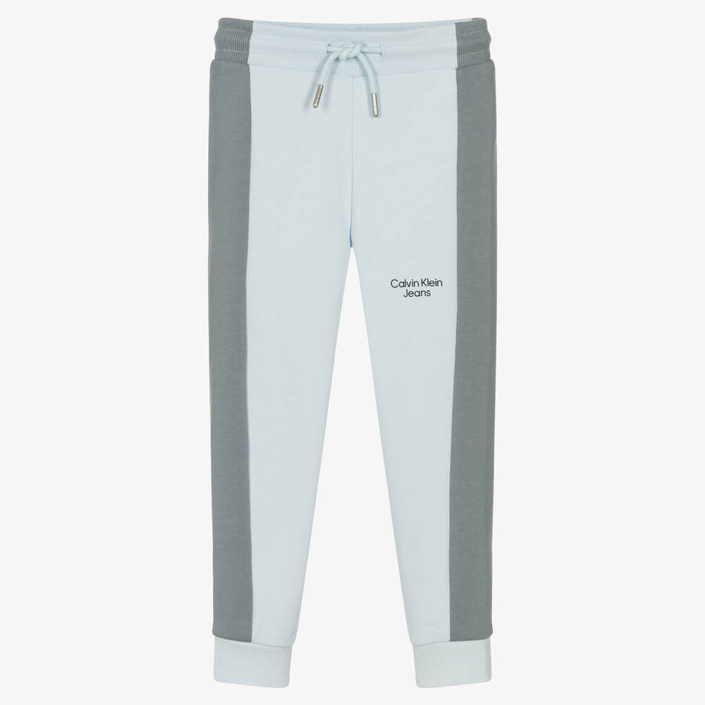 Calvin Klein Jeans - Boys Blue & Grey Logo Joggers | Childrensalon