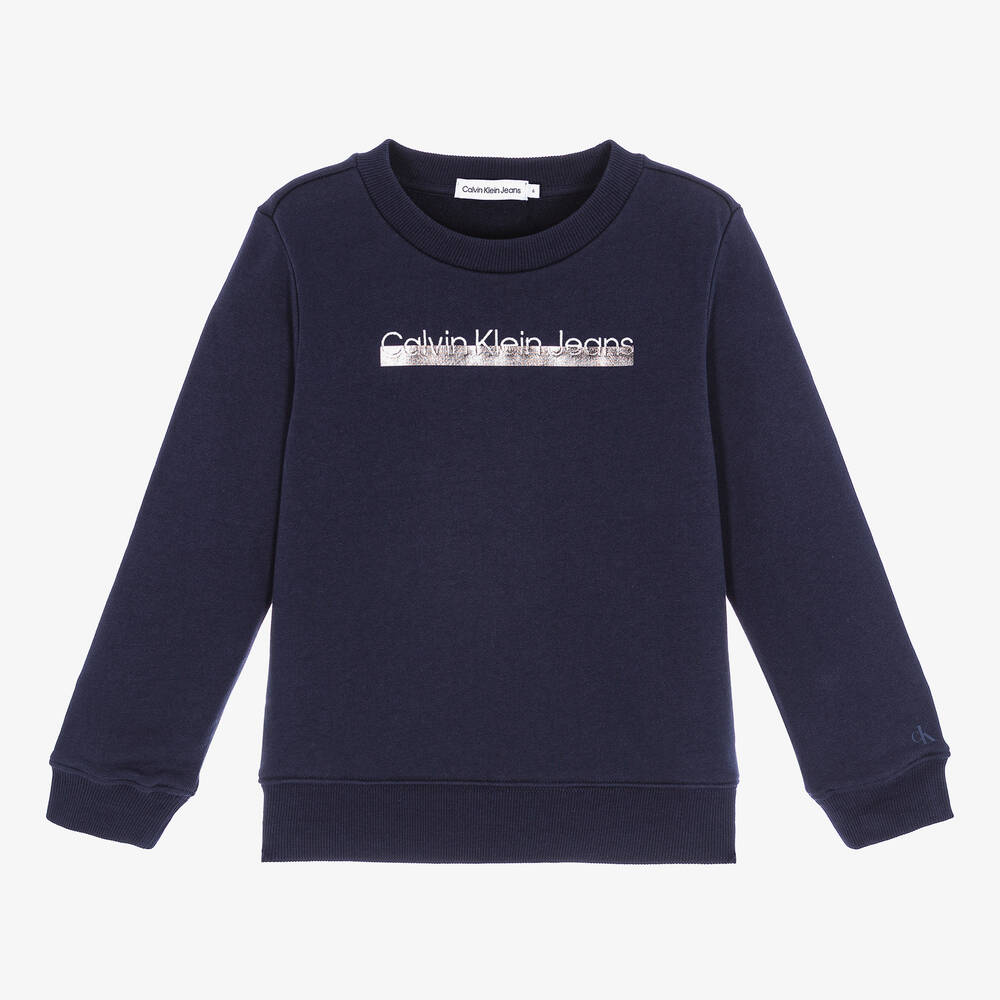 Calvin Klein Jeans - Boys Blue Logo Sweatshirt | Childrensalon