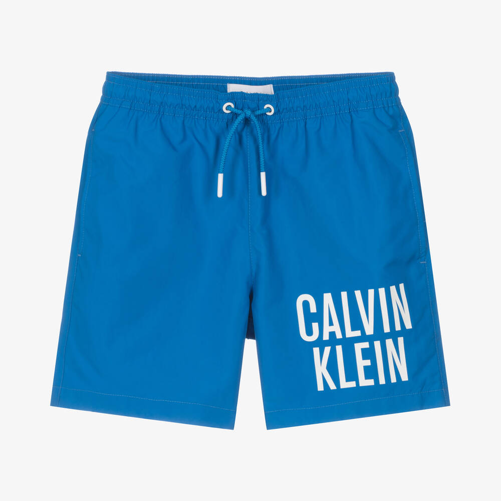 Calvin Klein - Boys Blue Logo Swim Shorts | Childrensalon