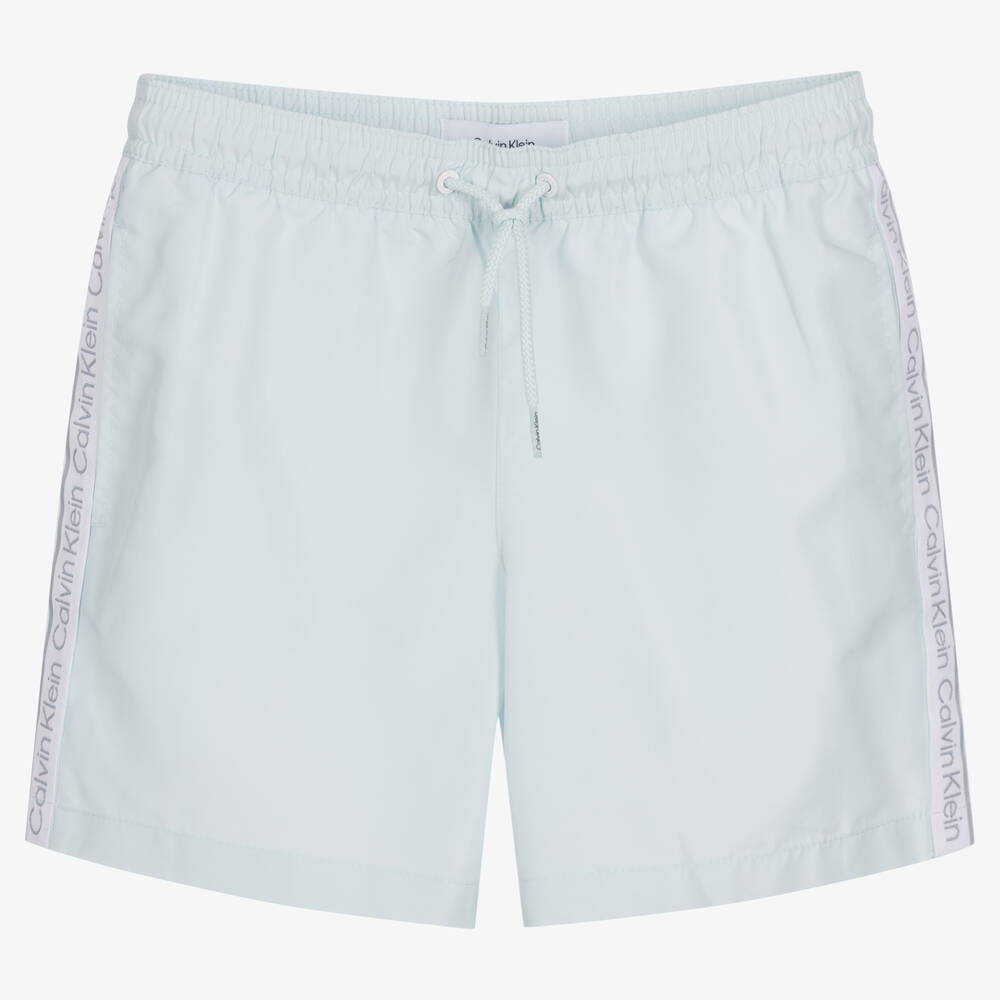 Calvin Klein - Boys Blue Logo Tape Swim Shorts | Childrensalon