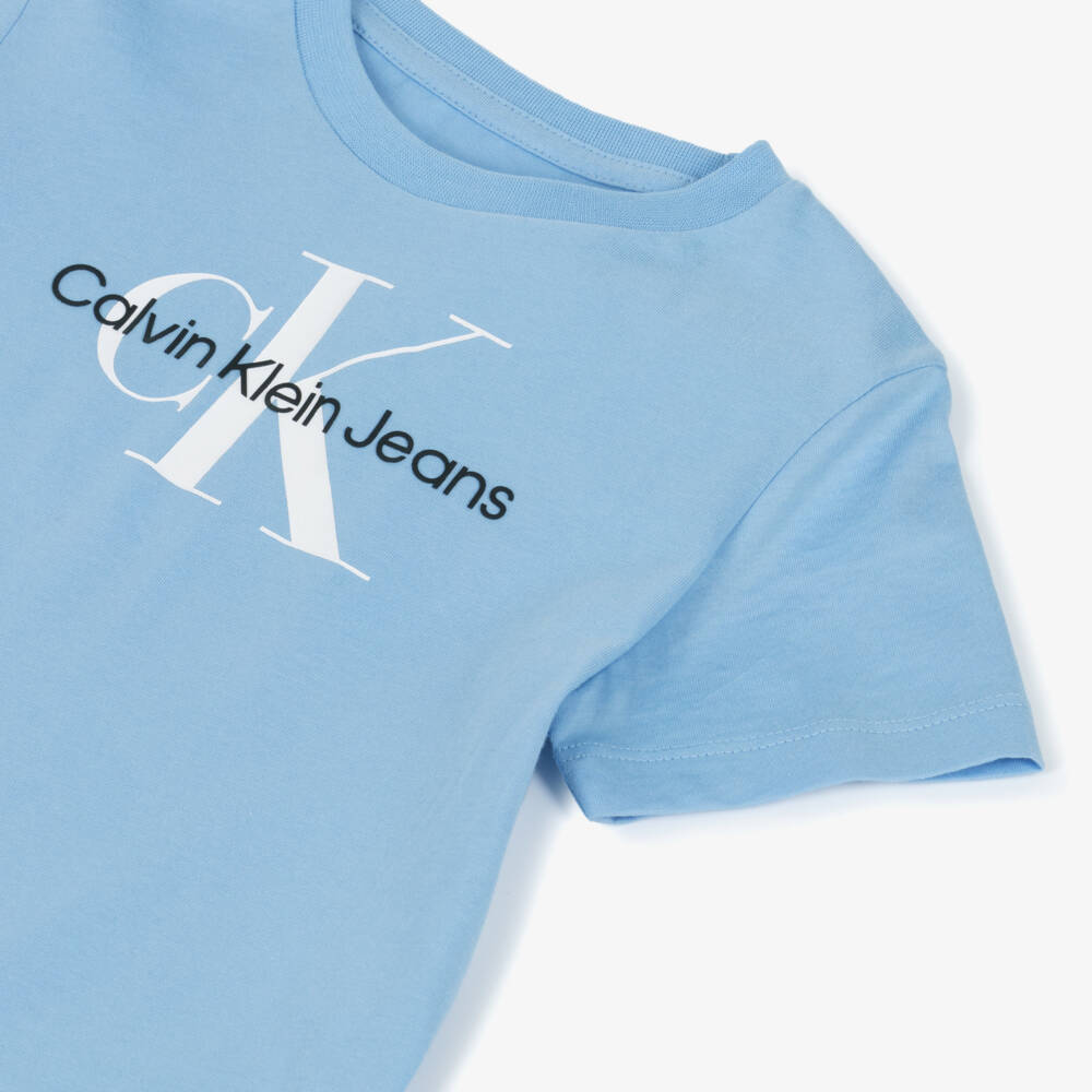 Calvin Klein-Boys Blue Monogram Cotton Tee | Childrensalon Outlet