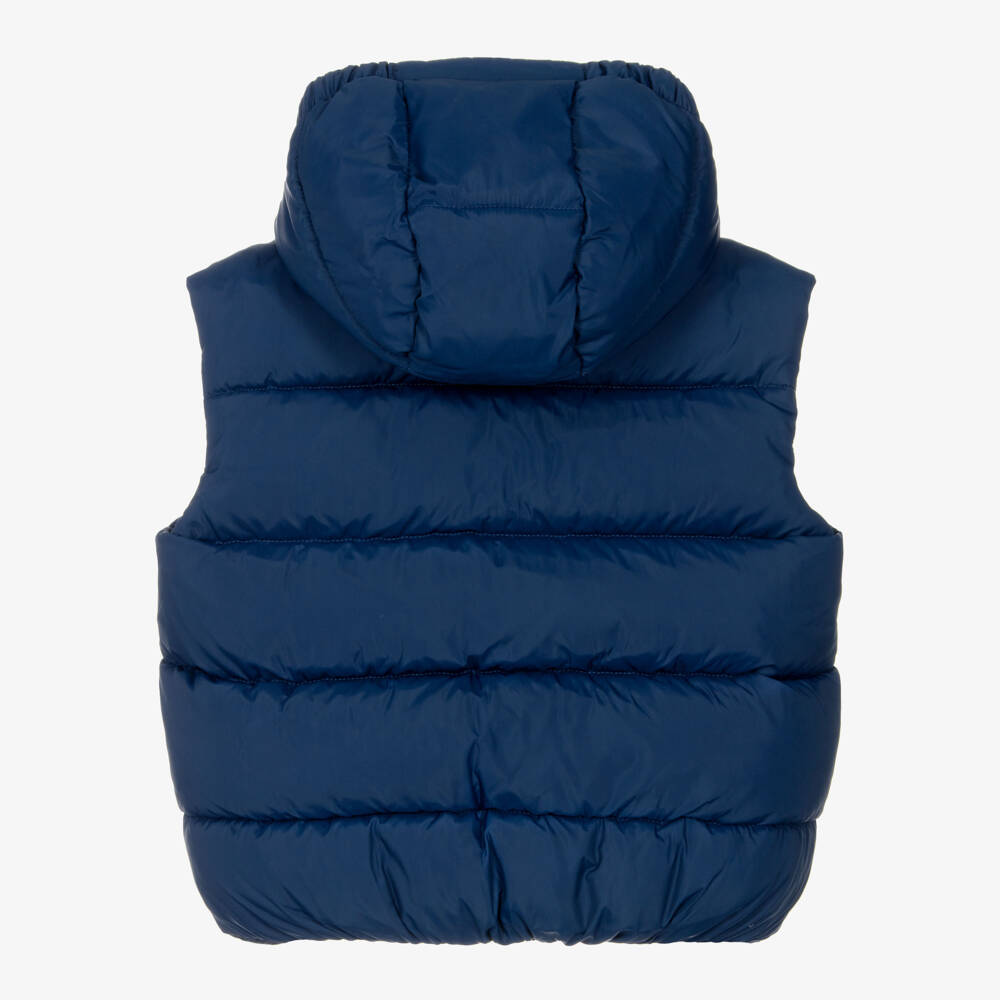Calvin Klein-Boys Blue Puffer Gilet with Detachable Hood | Childrensalon Outlet