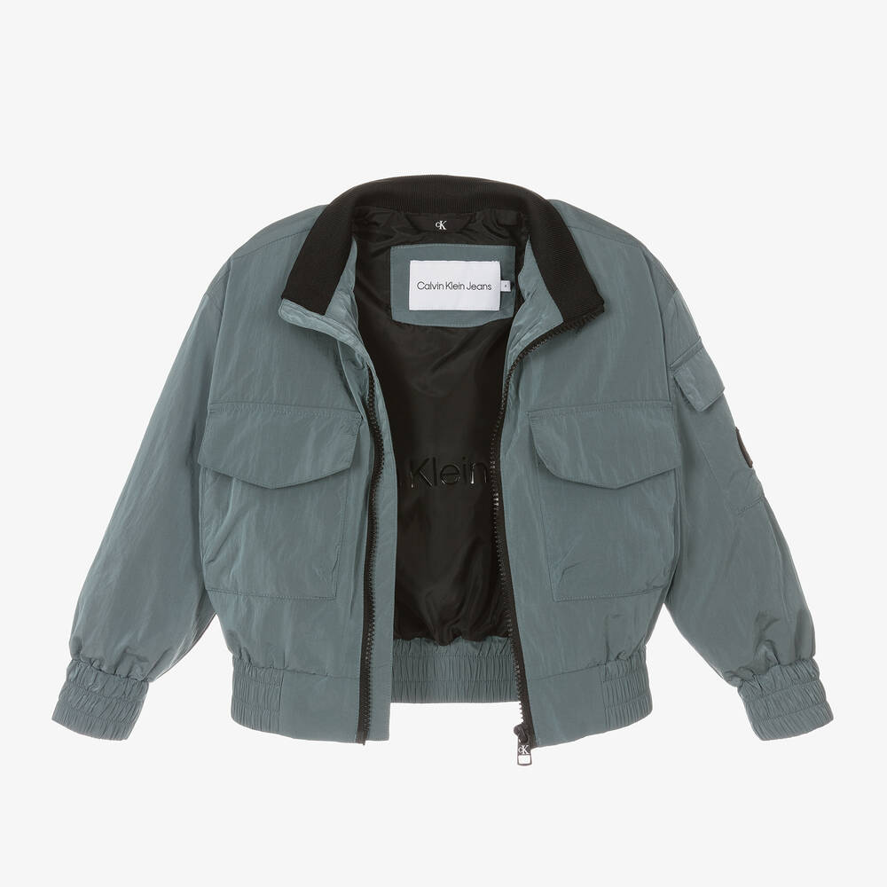 Calvin Klein-Серо-голубая куртка-бомбер для мальчиков | Childrensalon Outlet