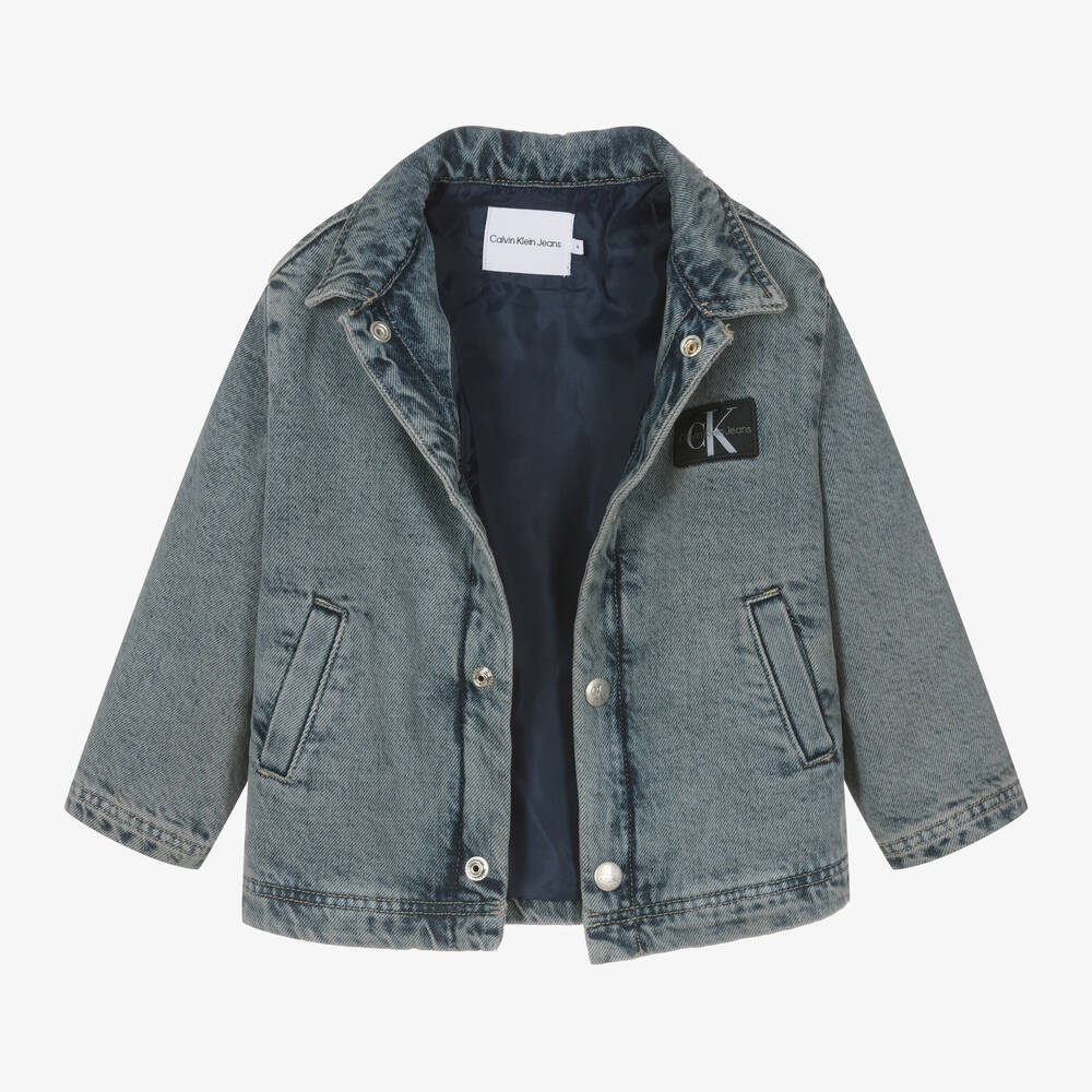 Calvin Klein-جاكيت قطن دنيم لون أزرق للأولاد | Childrensalon Outlet