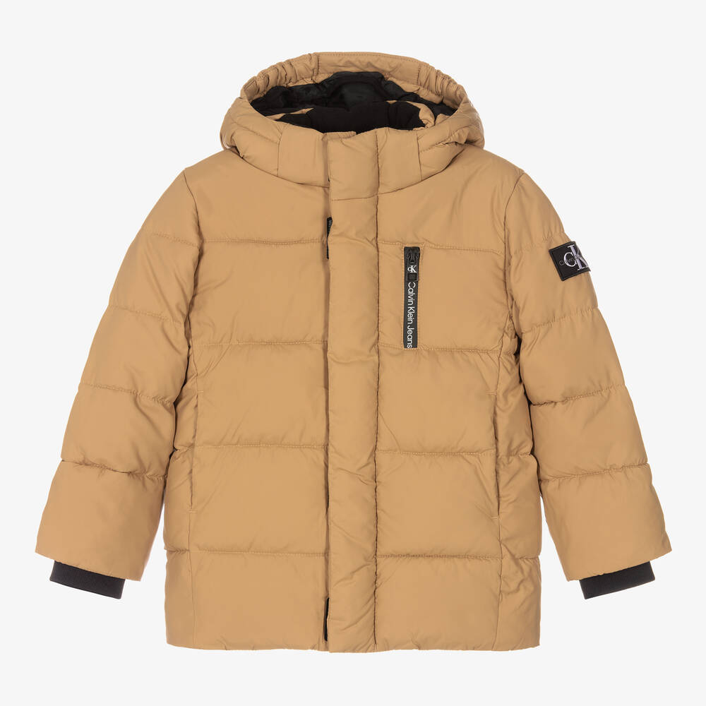 Calvin Klein Jeans - Boys Brown Puffer Jacket | Childrensalon