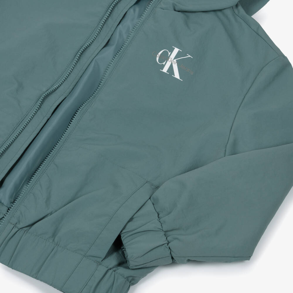 Calvin Klein-Boys Charcoal Hooded Logo Windbreaker | Childrensalon Outlet