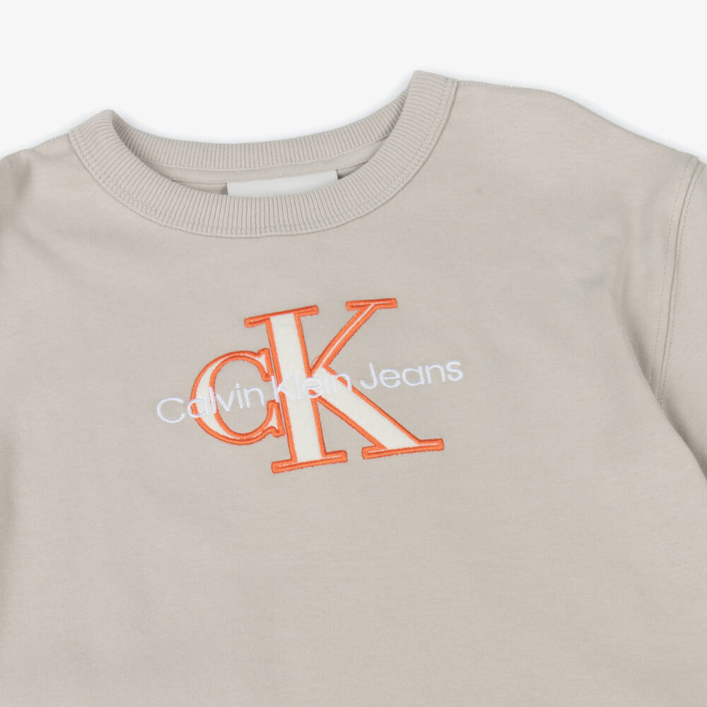 Calvin Klein-Классическая бежевая хлопковая футболка для мальчиков | Childrensalon Outlet