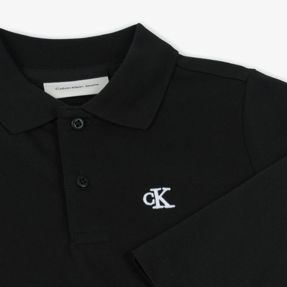 Calvin Klein-Boys Classic Black Cotton Polo | Childrensalon Outlet