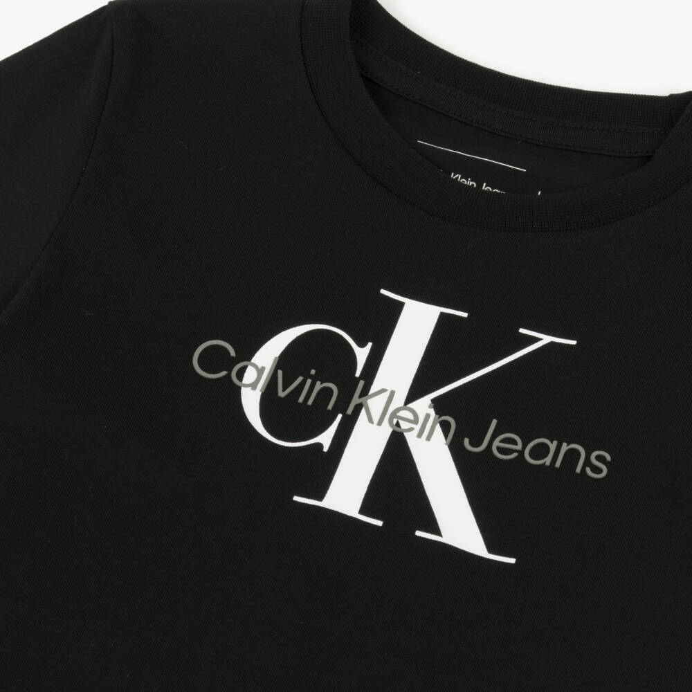 Calvin Klein-Boys Classic Black Cotton Tee | Childrensalon Outlet