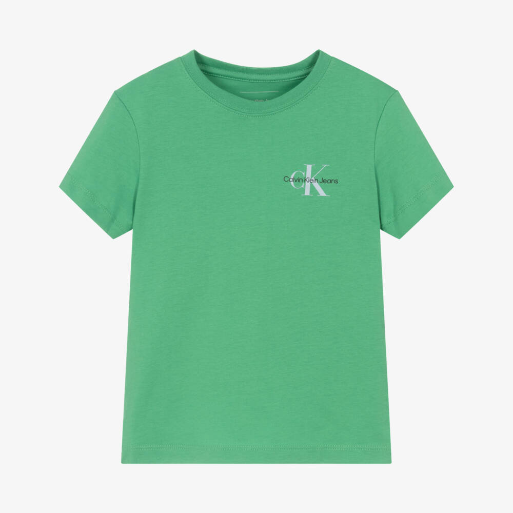Calvin Klein-Boys Classic Green Cotton Tee | Childrensalon Outlet