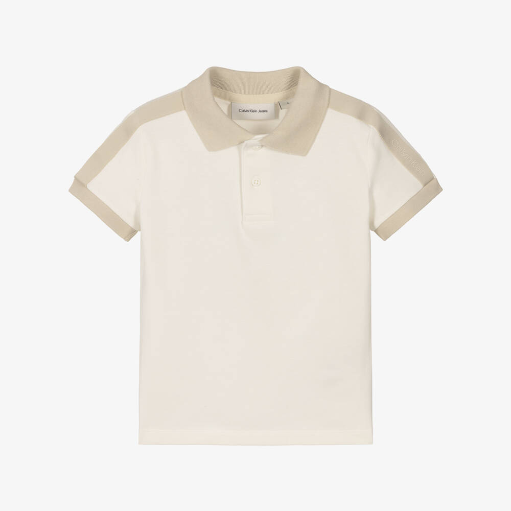 Calvin Klein-Boys Classic Ivory Piqué Polo | Childrensalon Outlet