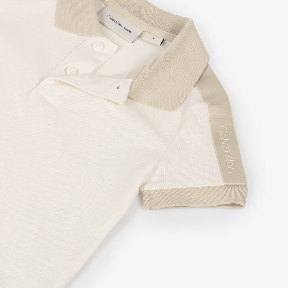 Calvin Klein-Boys Classic Ivory Piqué Polo | Childrensalon Outlet