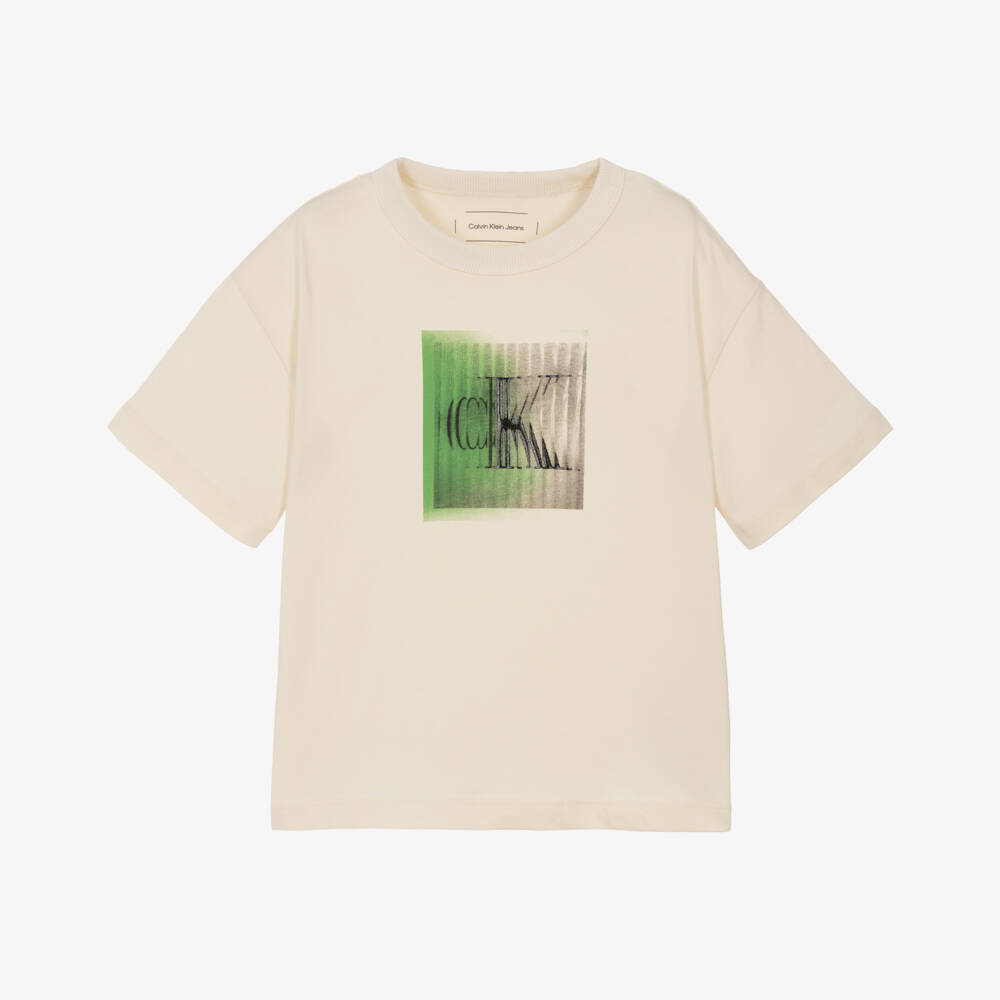 Calvin Klein-Классическая кремовая футболка для мальчиков | Childrensalon Outlet