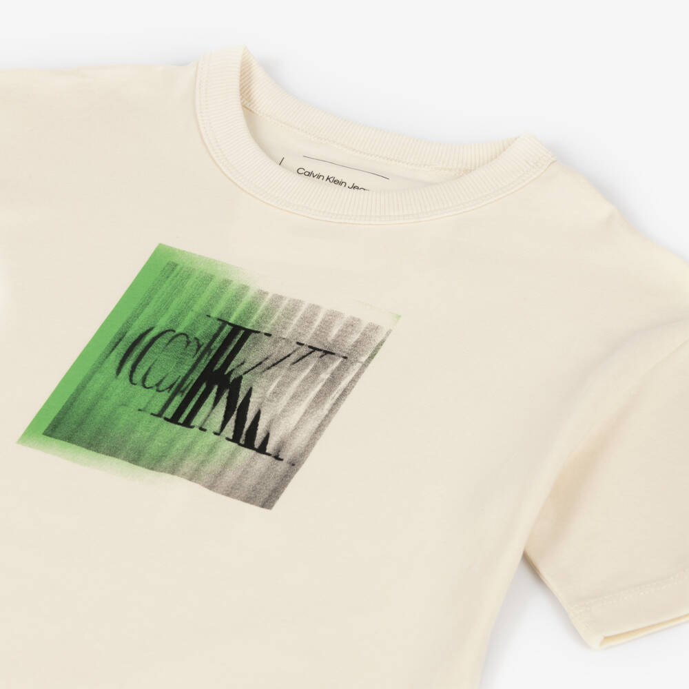 Calvin Klein-Boys Classic Ivory Tee | Childrensalon Outlet