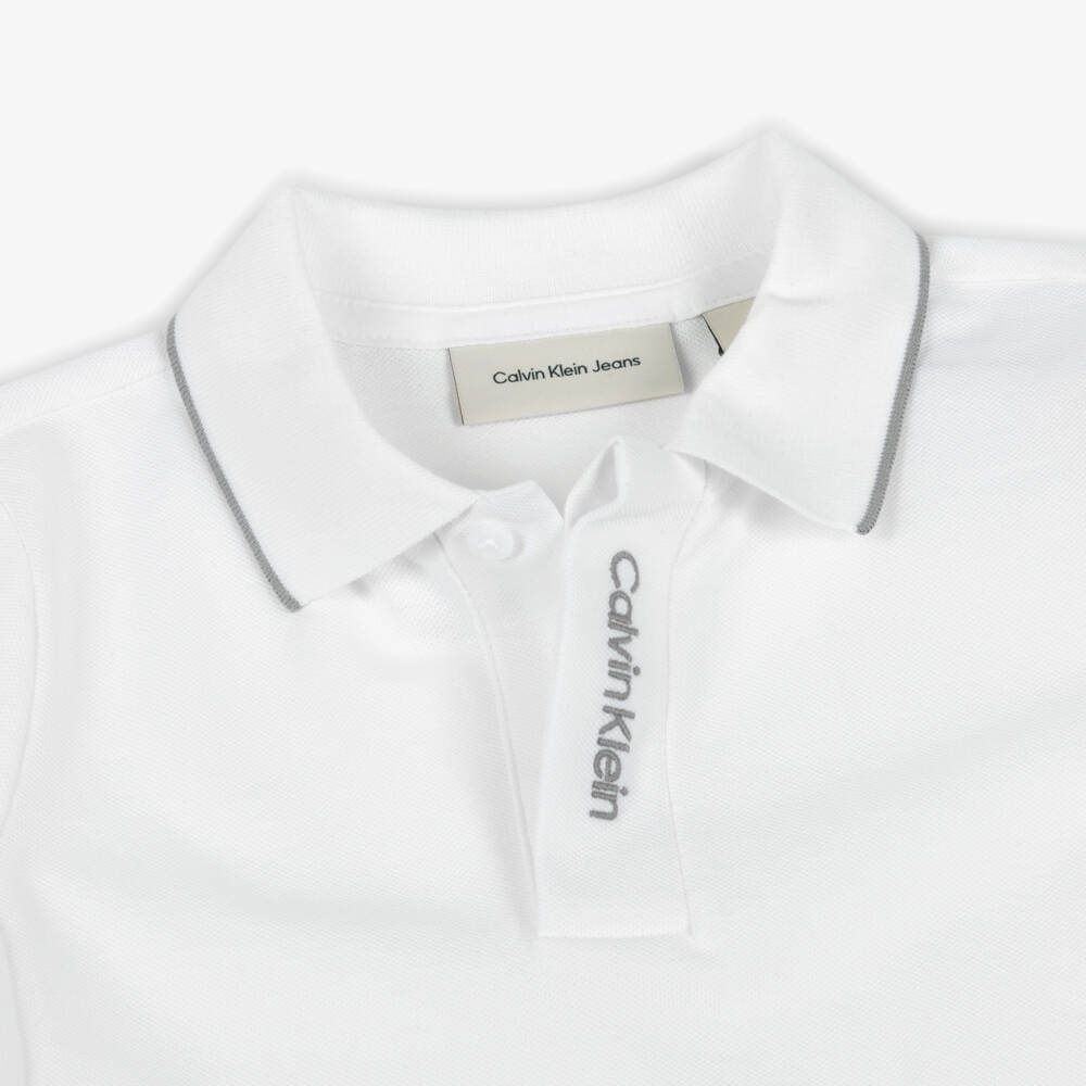 Calvin Klein-Boys Classic White Cotton Polo | Childrensalon Outlet