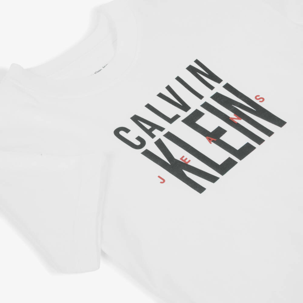 Calvin Klein-Boys Classic White Cotton Tee | Childrensalon Outlet