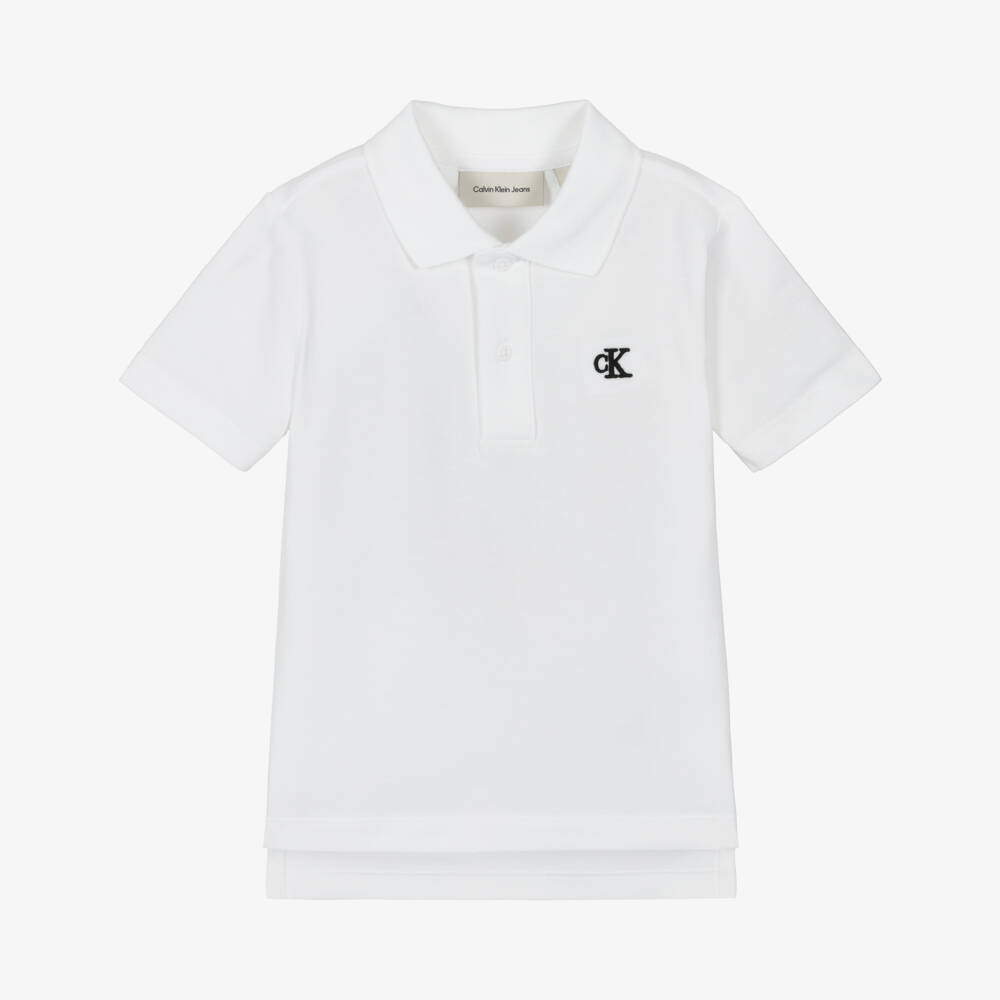 Calvin Klein-Boys Classic White Piqué Polo | Childrensalon Outlet
