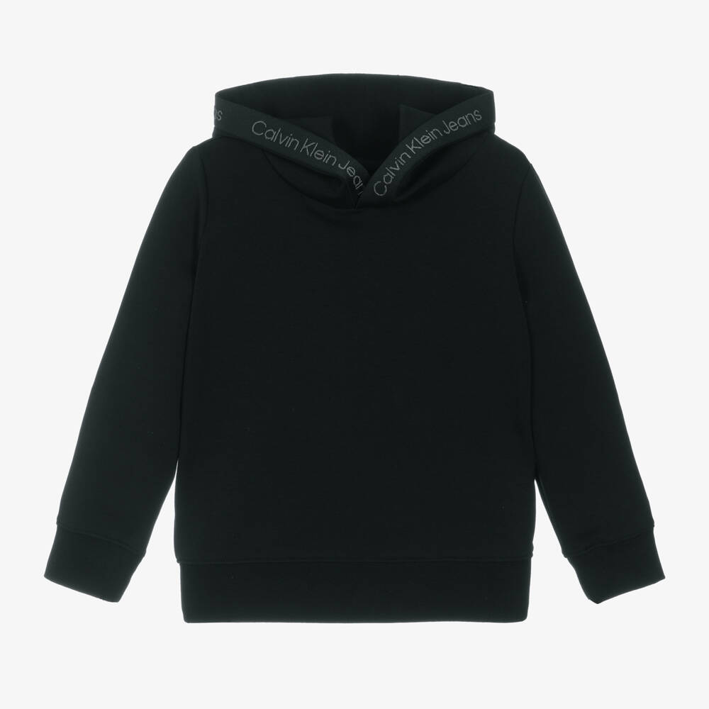 Calvin Klein-Boys Cotton Black Hoodie | Childrensalon Outlet