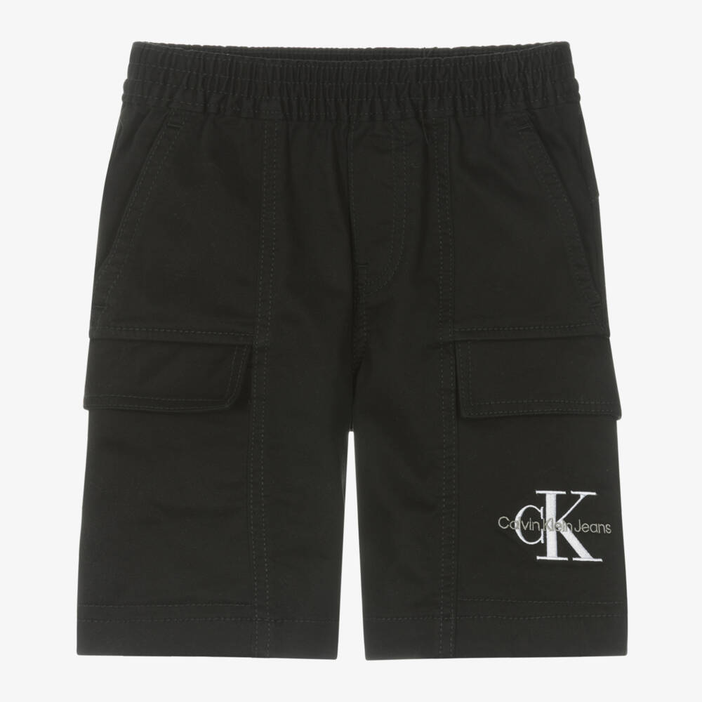 Calvin Klein-Хлопковые шорты карго для мальчиков в черном цвете | Childrensalon Outlet