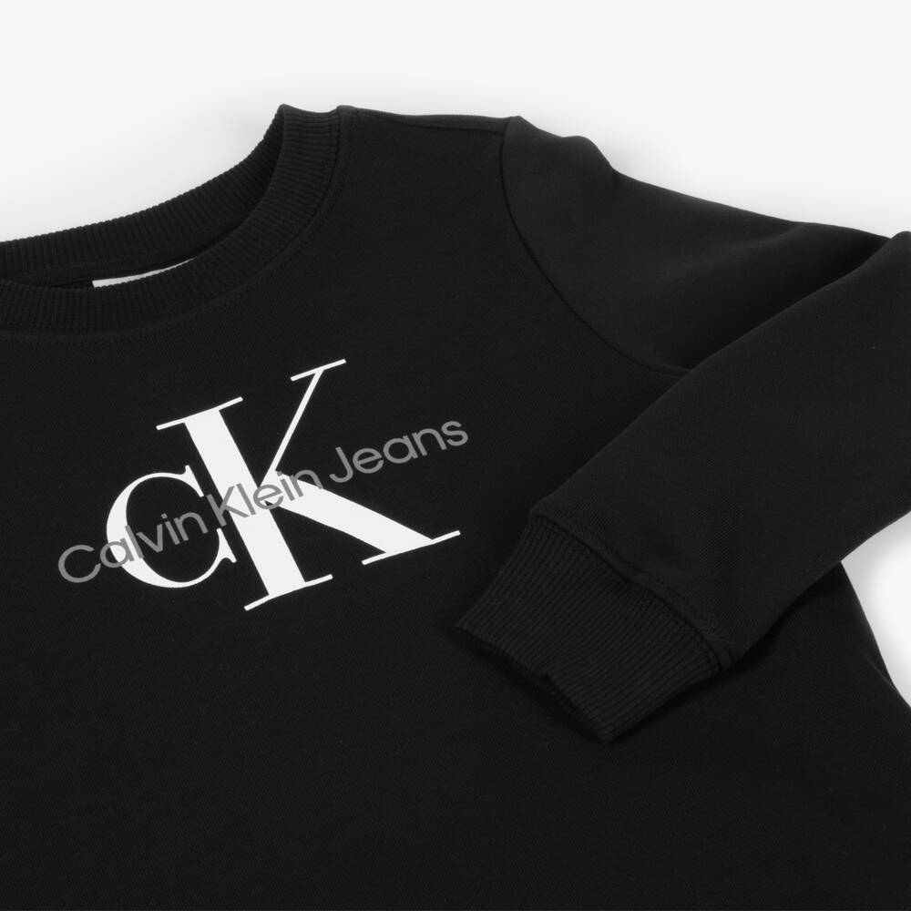 Calvin Klein-Boys Cotton Monogram Black Pullover | Childrensalon Outlet