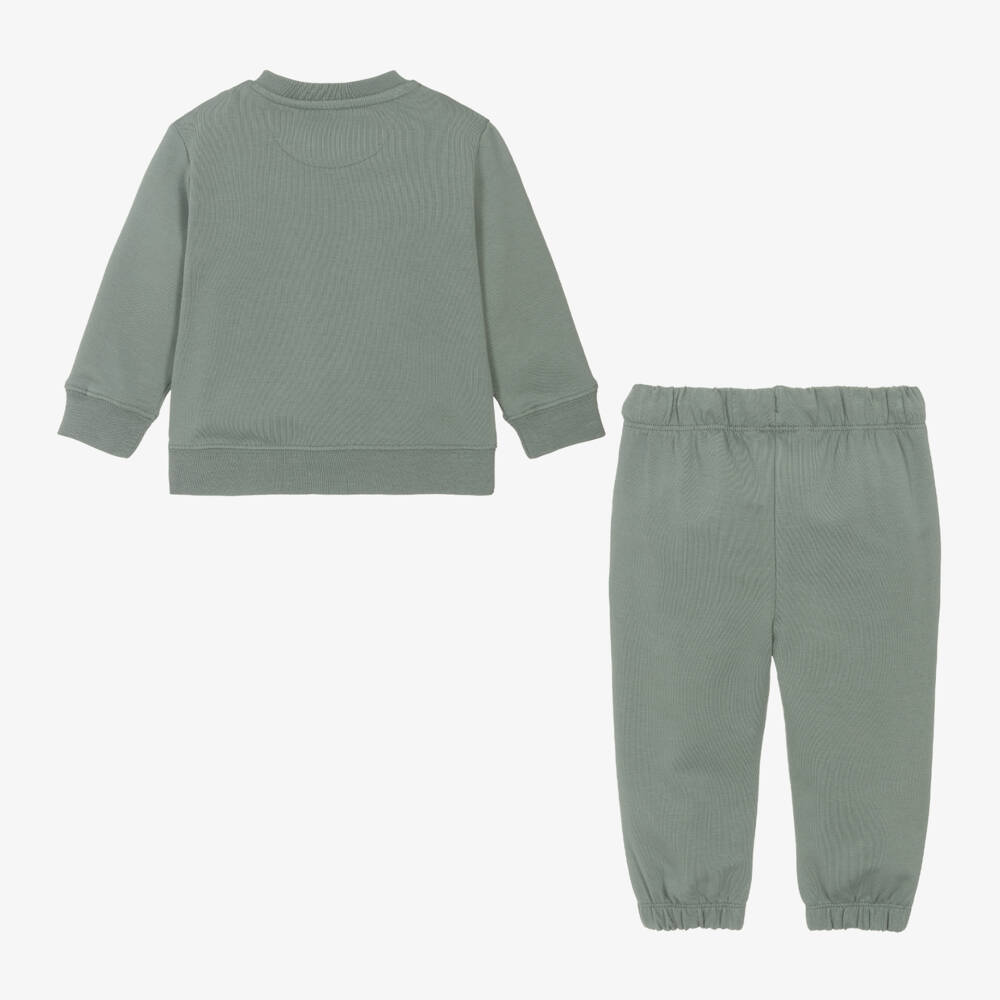 Calvin Klein-Boys Cotton Monogram Green Tracksuit | Childrensalon Outlet