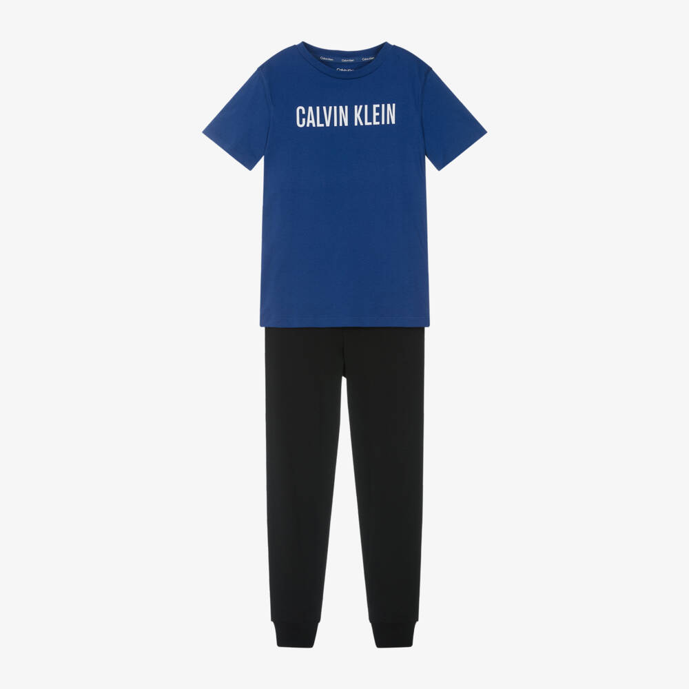 Calvin Klein-Boys Cotton Pyjama Set in Blue | Childrensalon Outlet