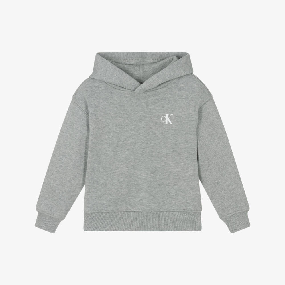 Calvin Klein-Boys Cozy Grey Graphic Hoodie | Childrensalon Outlet