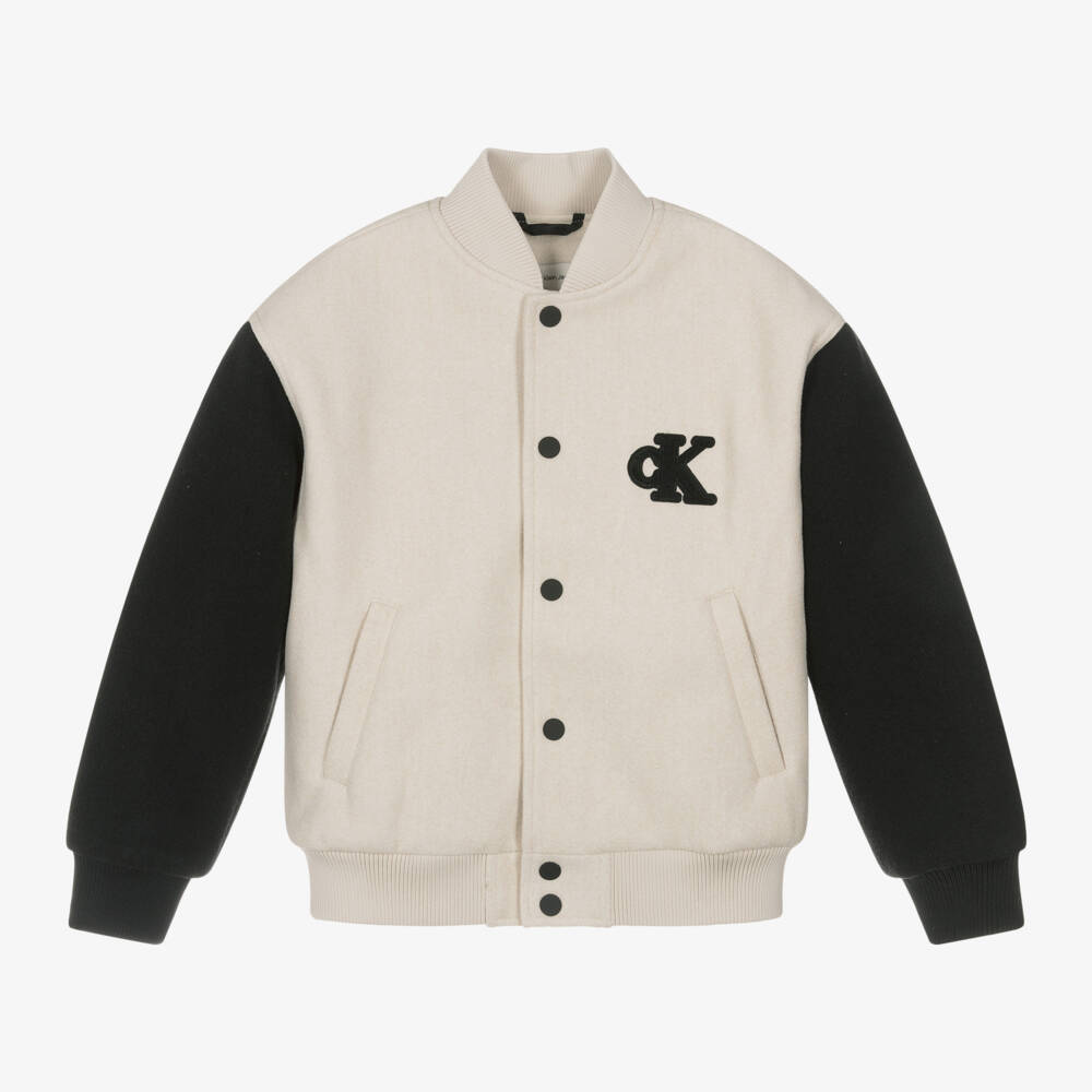 Calvin Klein-جاكيت بومبر لباد لون عاجي للأولاد | Childrensalon Outlet