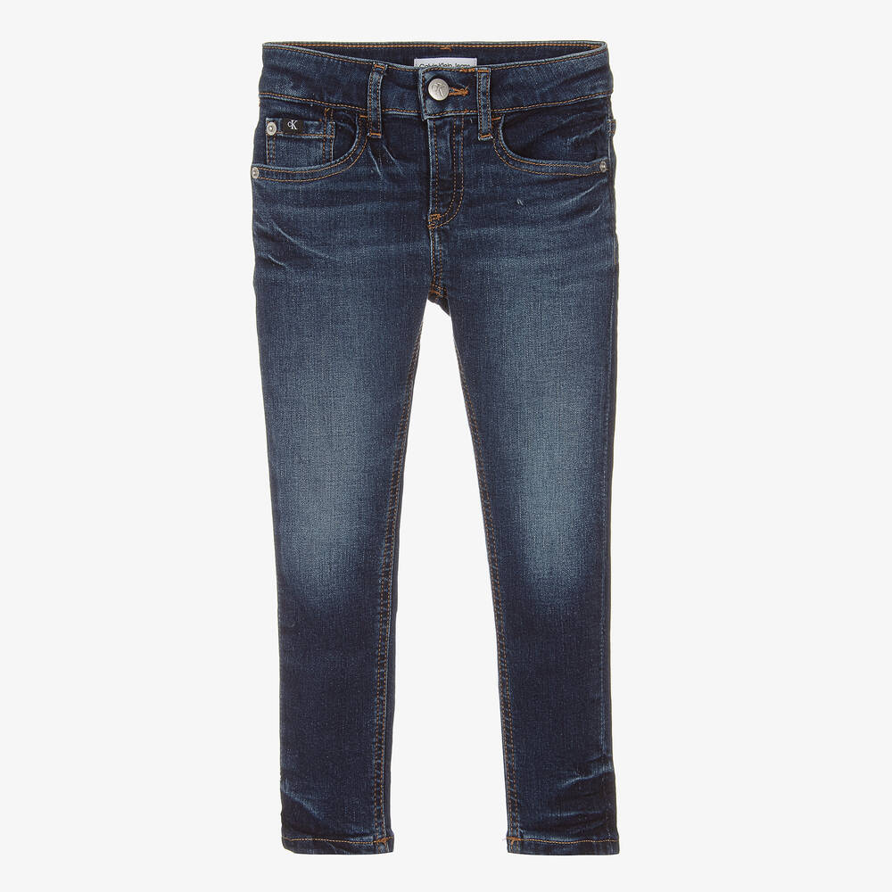 Calvin Klein - Boys Dark Blue Denim Skinny Jeans | Childrensalon