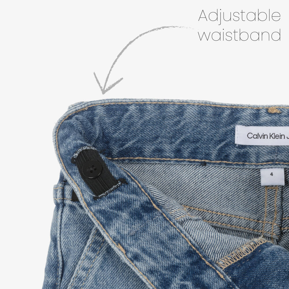 Calvin Klein-جينز بقصة داد قطن دنيم لون أزرق للأولاد | Childrensalon Outlet