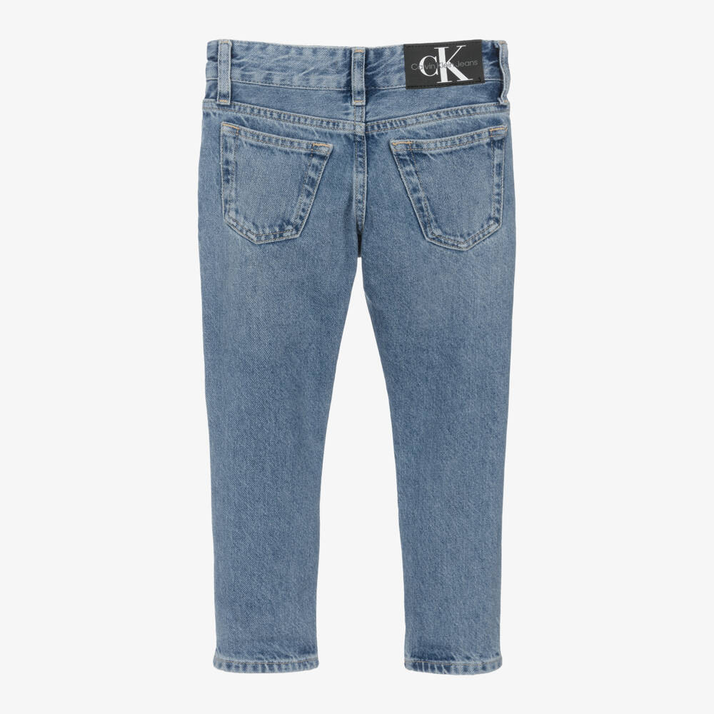 Calvin Klein-جينز بقصة داد قطن دنيم لون أزرق للأولاد | Childrensalon Outlet