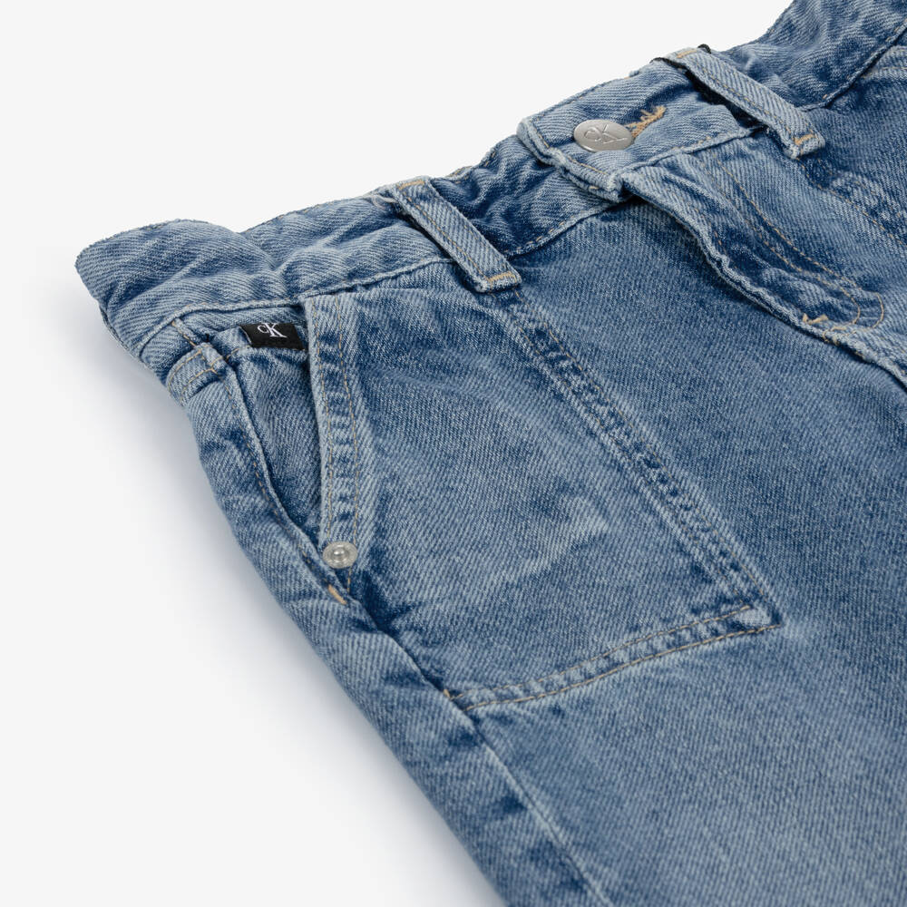 Calvin Klein-جينز بقصة داد قطن دنيم لون أزرق للأولاد | Childrensalon Outlet