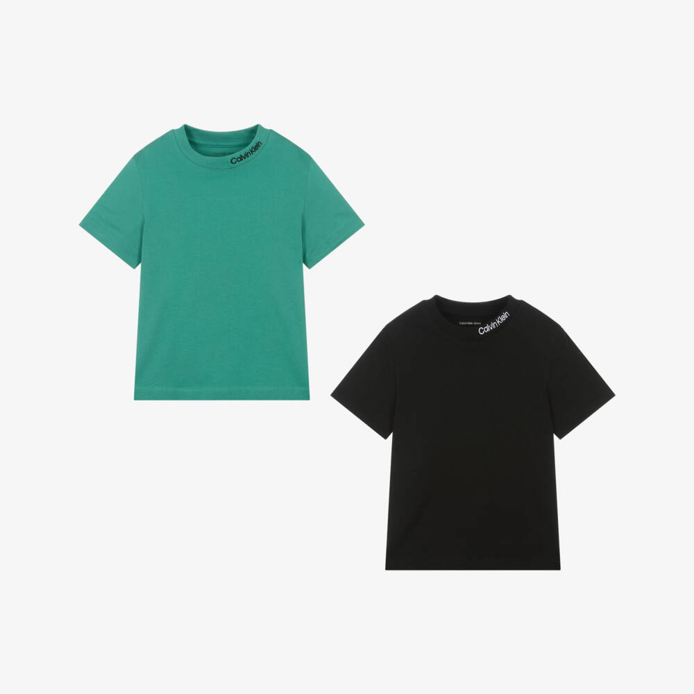 Calvin Klein-تيشيرت قطن مزدوج اللون للأولاد | Childrensalon Outlet