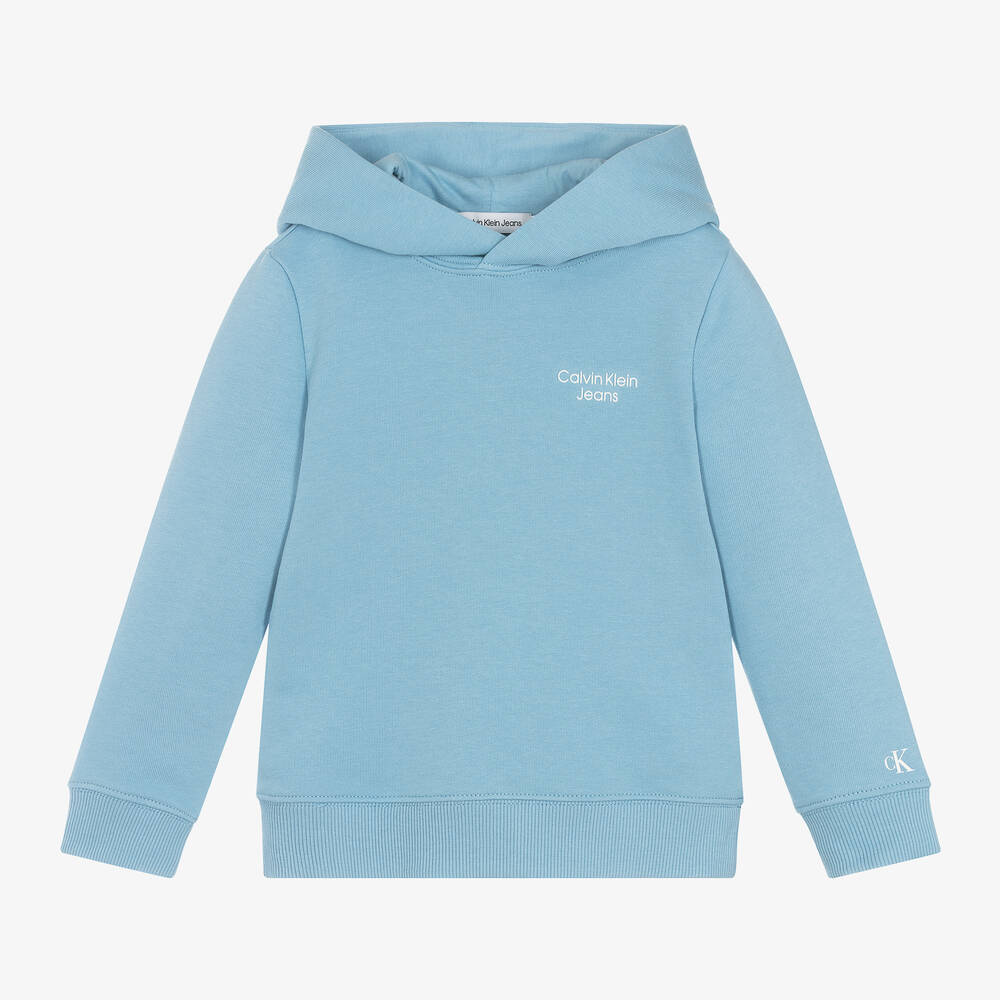 Boys Dusky Blue Cotton Hoodie