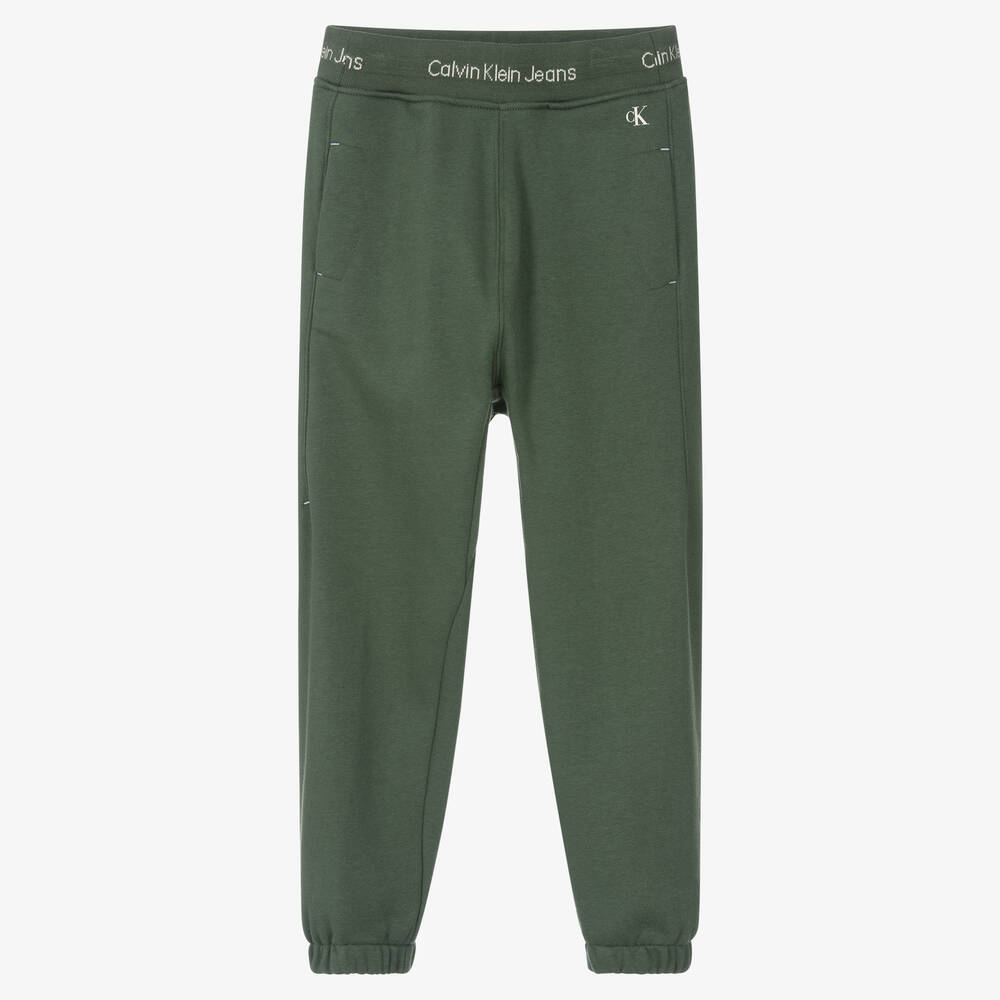 Calvin Klein-Boys Green Cotton Joggers | Childrensalon Outlet
