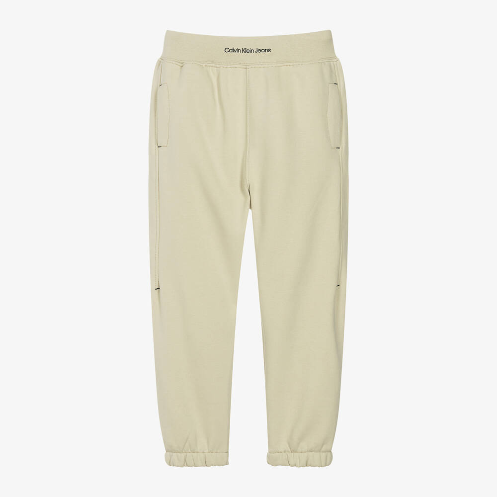 Boys Green Cotton Joggers