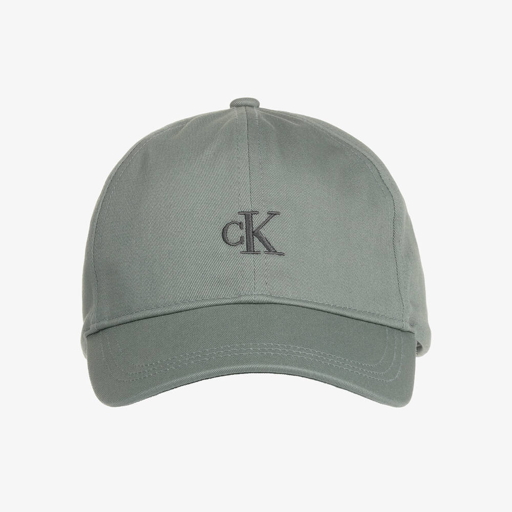 Calvin Klein-كاب بشعار CK قطن عضوي لون أخضر | Childrensalon Outlet