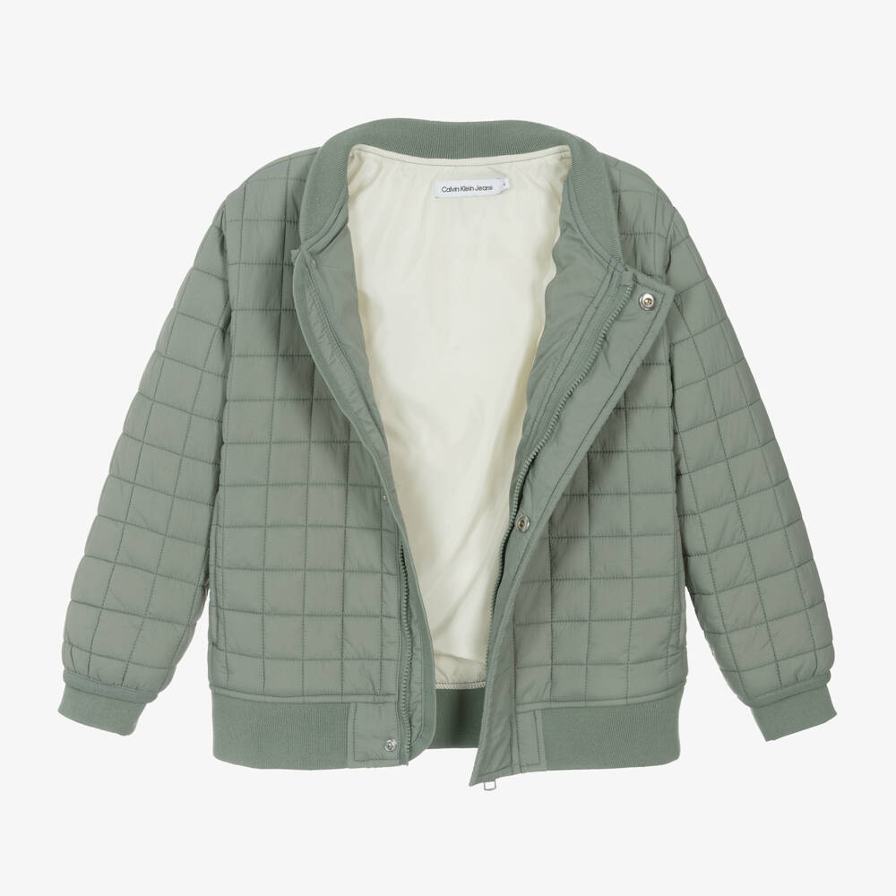 Calvin Klein-Boys Green Padded Jacket | Childrensalon Outlet