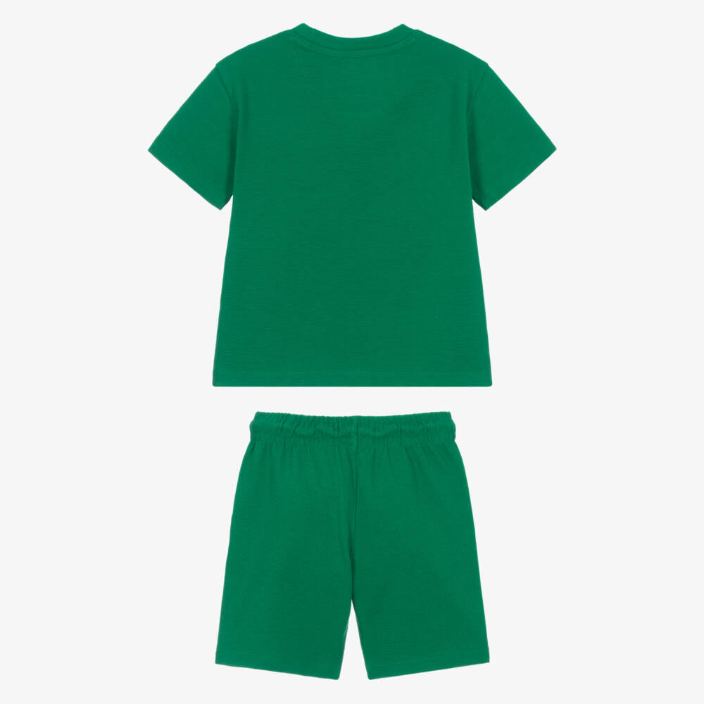 Calvin Klein-Boys Green Ribbed Jersey Shorts Set | Childrensalon Outlet