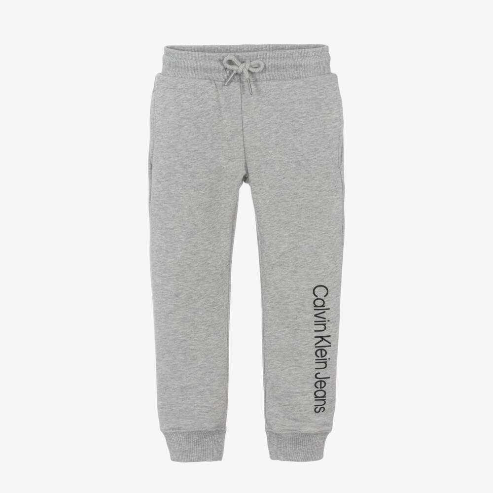 Calvin Klein-Boys Grey Cotton Logo Joggers | Childrensalon Outlet