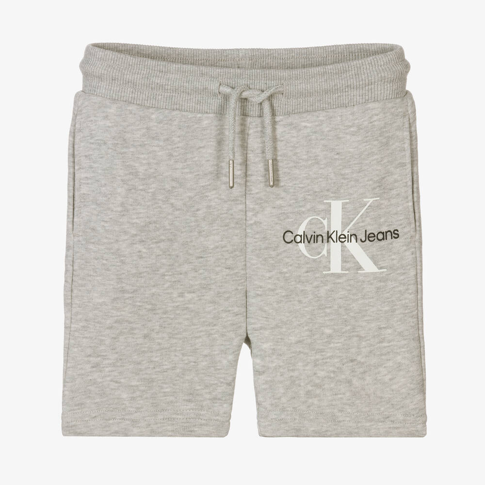 Calvin Klein Jeans - Boys Grey Cotton Logo Shorts | Childrensalon